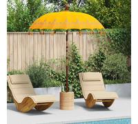 Parasol balinais avec base Jaune Coton, Bois massif et Bambou de Patio vidaXL vi