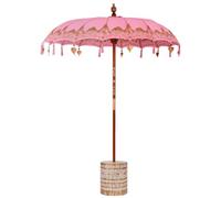 Parasol Balinais Avec Base Růžová 185x185x260 cm Coton Bois Bambou