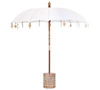 Parasol Balinais Crème 210-220 Cm Coton, Bois Massif