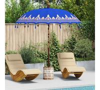 Parasol Balinais Bleu 210-220 Cm Coton, Bois Massif