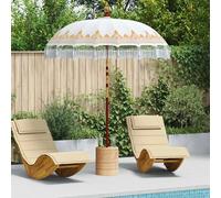 Parasol Balinais Crème 180-190 Cm Coton, Bois Massif