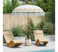 Parasol Balinais Crème 180-190 Cm Coton, Bois Massif
