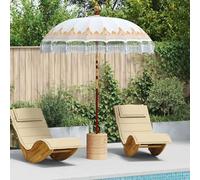 Parasol balinais crème, 185 x 185 x 260 cm, pour jardin et terrasse, toit en coton avec barres en bambou, protection solaire tropicale pour des heures de détente à l'extérieur