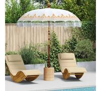 Parasol Balinais Crème 210-220 Cm Coton, Bois Massif