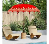 Parasol Balinais Rouge 210-220 Cm Coton, Bois Massif