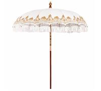 vidaXL Parasol balinais Crème – tissu coton, bois & bambou 210–220 cm