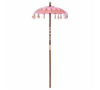 Parasol balinais - vidaXL - Rose - 95x95x260 cm - Coton et bambou - Poteau sculpté à la main