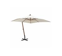Parasol - Blanc - 300 x 300 cm - Mât déporté - Polyester - Montage facile