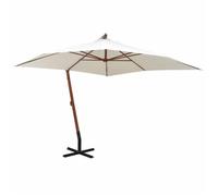vidaXL Parasol mât déporté 300×300 cm Polyester Blanc – Montage facile