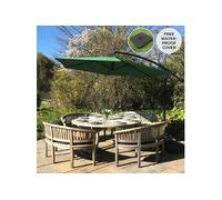 Parasol Cantilever Suspendu 3m Ombre Protection Uv Extérieur Jardin Terrasse Parasol Banane Inclinable Housse Imperméable Avec Manivelle Réglable Base Carrée Couleur Vert Vert