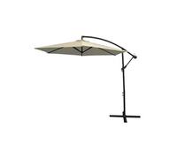 Parasol Cantilever Suspendu 3m Ombre Protection Uv Extérieur Jardin Terrasse Parasol Banane Inclinable Housse Imperméable Avec Manivelle Réglable Base Carrée Couleur Crème Jaune