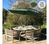 Parasol Cantilever Suspendu 3m Ombre Protection Uv Extérieur Jardin Terrasse Parasol Banane Inclinable Housse Imperméable Avec Manivelle Réglable Base Carrée Couleur Vert Vert