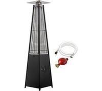 Parasol chauffant d'extérieur à gaz Flamme - FAVEX - Prêt à l'emploi livré avec tuyau et détendeur Noir G