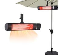 Parasol chauffant électrique avec télécommande, chauffage d'appoint suspendu avec support, 3 niveaux de puissance, étanche IP65 pour pergola