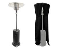 Parasol chauffant OSLO - chauffage d'extérieur au gaz en acier noir + housse de protection