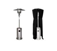 Parasol chauffant OSLO - chauffage d'extérieur gaz - acier inox + housse