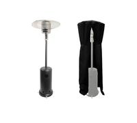 Parasol chauffant OSLO - chauffage d'extérieur gaz - acier noir + housse