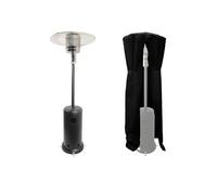 Parasol chauffant OSLO - chauffage d'extérieur gaz - acier noir + housse
