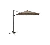 Parasol chauffant rond toile polyester structure aluminium 300 x 255 cm Gris