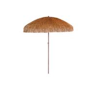 Parasol clair à franges en acier finition bois naturel