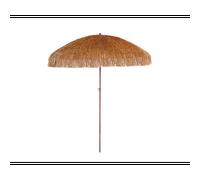 DCB Garden Parasol Hawai clair à franges acier finition bois naturel