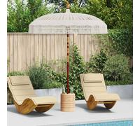 Parasol Crème Coton et bois massif de Patio Pare-soleil extérieur Texturé vidaXL