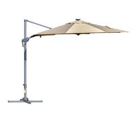 Parasol D?Port? Octogonal Parasol Led Inclinable Pivotant Manivelle Pi?Tement Acier Dim. ? 3 X 2,48h M Beige