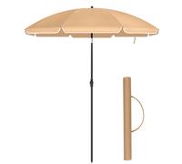 SONGMICS Parasol de 160 cm, Protection Solaire UPF 50+, Inclinable sur 30° dans les 2 sens, Hauteur Réglable, avec Sac de Transport, pour Balcon, Jardin, Terrasse, Plage, sans Base, Taupe GPU60BR