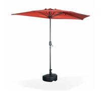 Alice's Garden - Parasol de balcon Ø250cm - CALVI - Demi-parasol droit. mât central en aluminium avec manivelle d’ouverture. toile terracotta