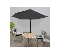 Vidaxl Parasol De Balcon Avec Mât En Aluminium Noir 300x150x253cm Demi Noir