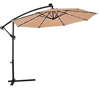 Parasol de Cantilever de 300 cm avec Parapluie de terrasse à Banane à énergie Solaire pour la terrasse du Tableau de Plage de la Piscine à la Couleur Beige