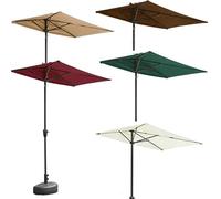 Parasol De Centre De Marché De 2 M × 1 M, Parasol De Patio Extérieur Semi-rectangulaire avec Une Base Semi-Circulaire, Adapté Aux Balcons, Aux Jardins(Green)
