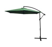 Parasol Cantilever Suspendu 3m Ombre Protection Uv Extérieur Jardin Terrasse Parasol Banane Inclinable Housse Imperméable Avec Manivelle Réglable Base Ronde Couleur Vert Vert