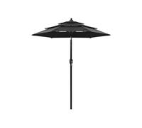 Vidaxl Parasol À 3 Niveaux Avec Mât En Aluminium Noir 2 M Noir