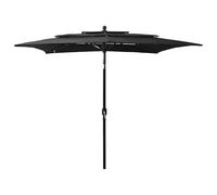 Parasol de Jardin à 3 niveaux avec Mât en Aluminium Pare-soleil Noir vidaXL