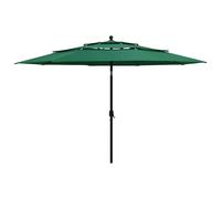 Parasol de Jardin à 3 niveaux avec Mât en Aluminium Pare-soleil Vert vidaXL