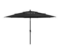 vidaXL Parasol de Jardin à 3 niveaux avec Mât en Aluminium, Pare-soleil de Patio, Abri de Soleil, Parasol de Plage Terrasse, 313882 Noir G