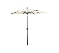 Parasol de jardin à 3 niveaux avec mât en aluminium sable 2x2 m