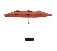 Parasol De Jardin À Double Tête Avec Led 449 X 265 X 245 Cm Ambiance Chaleureuse Design Moderne En Polyester Terre Cuite Helloshop26 02_0047382
