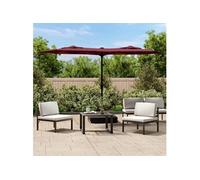 Vidaxl Parasol De Jardin À Double Tête Avec Led Rouge Bordeaux