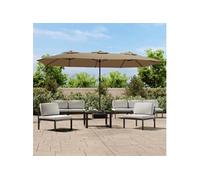 vidaXL Parasol de Jardin à Double Tête avec LED, Pare-soleil de Patio, Abri de Soleil, Parasol de Plage Terrasse Extérieur, 362956 Beige G