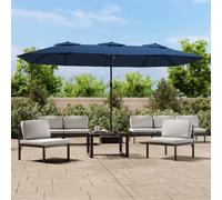 Vidaxl Parasol De Jardin À Double Tête Avec Led Bleu Azuré 449x265 Cm