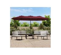 vidaXL Parasol de jardin 362957 – double tête avec LED – Rouge bordeaux