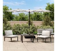 vidaXL Parasol de Jardin à Double Tête, Pare-Soleil de Patio, Abri de Soleil, Parasol de Plage Terrasse Extérieur, Blanc Sable 316x145 cm