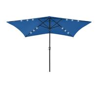 Parasol de Jardin avec LED et Mât en Acier Pare-soleil Abri Bleu Azuré vidaXL