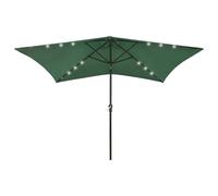 vidaXL Parasol avec LED et mât en acier Vert 2x3 m
