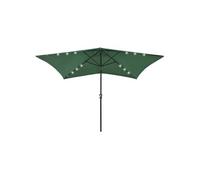 vidaXL Parasol de Jardin avec LED et Mât en Acier, Pare-soleil de Patio, Abri de Soleil, Parasol de Plage Terrasse 313786 Vert G