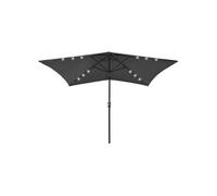 Parasol de Jardin avec LED et Mât en Acier, Pare-soleil de Patio, Abri de Soleil, Parasol de Plage Terrasse 313788