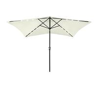 Parasol de jardin avec LED et mât en acier sable 2x3 m