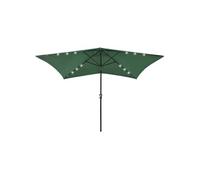 Parasol de jardin avec LED et mât en acier Vert 2x3 m